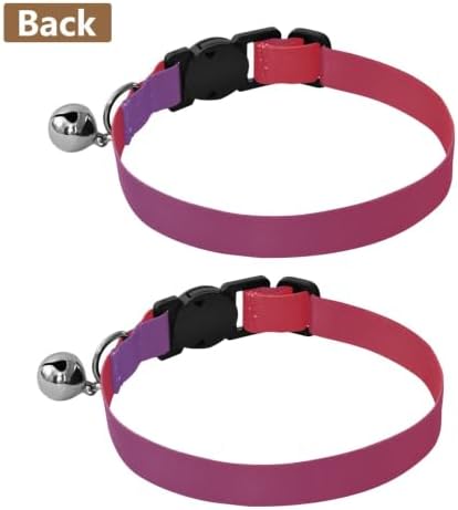 Purple Red Gradient Metal Bell Included Pet Collars 2 Pack Cat Neck Collar