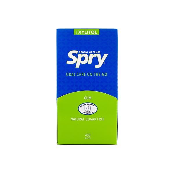 Spry Fresh Natural Xylitol Chewing Gum Dental Defense System - Aspartame-Free, Sugar-Free, Non-GMO, Gluten-Free 400 pieces (2 pieces/pack)