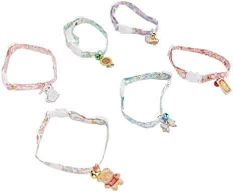 AYNEFY 6 Pack Adjustable Pet Collar with Cute Bell for Small Animals Cats
