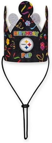 NFL Pittsburgh Steelers Pet Birthday Crown, NFL Dog Birthday Party Set and Costume, Licensed Dog & Cat Birthday Party Hat, Football Team Costume Accessory, Pet Celebration Outfit