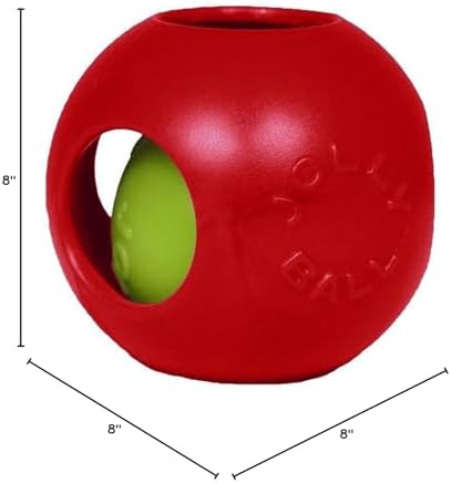 Jolly Pets Teaser Ball Interactive Dog Toy, 8 in Large, Red