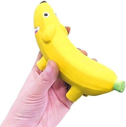 Dog Squeaky Toys Safe Latex Rubber Dog Chew Molar Toy Interactive Toy for Puppy Small Medium Dogs (Banana)
