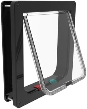 Hakuna Pets Standard Cat and Small Pet Door, Large, Black, Pets up to 20 lbs