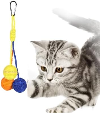 3 Pieces in 1 Cat Scratch Balls Toy Sisal Balls for Cats Tree Hanging Cage