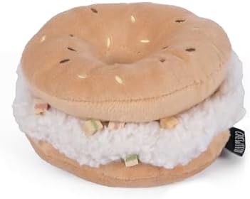 CHEWFFON Dog Squeaky Toy, Interactive Bagel Shape Puzzle Toy