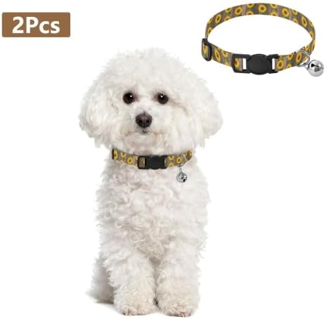 Sunflowers Green Leaf Rustic Pet Collars 2 Pack Dog Collars for Small Dogs Adjustable 10.6 to 17.1 Inches