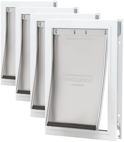 PetSafe Freedom Aluminum Pet Door for Dogs and Cats, White, Tinted Vinyl Flap, Medium (Pack of 4)