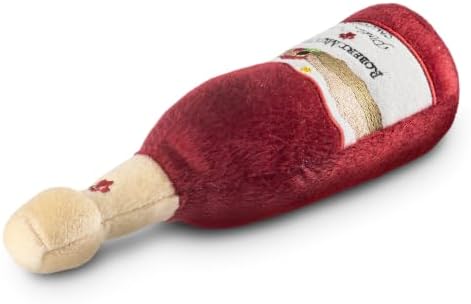 Dog Diggin Designs Robert MUTTdavi Wine Plush Dog Toy | Luxury-Inspired Parody Wine Bottle Dog Toy with Squeaker, Soft Plush Novelty Dog Toy – Shaken, Not Stirred!