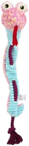 Dog Rope Toy Plush Squeaky Chew Tug of War Toy - Pink Snake