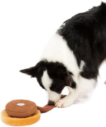 Cheeseburger Snuffle Toy, Interactive Enrichment Plush Toy with Squeaker, Treat-Hiding Pockets