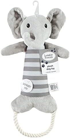Luvable Friends Unisex Baby Squeaky Plush Dog Toy With Rope