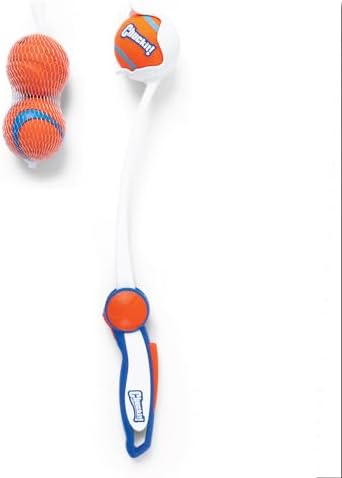 Chuckit! Ultra 18M Dog Ball Launcher for Fetch, 18-Inch Dog Fetch Toy and Interactive Ball Launcher, Includes 3 Medium 2.5-Inch Balls, for Dogs 20–60 lbs
