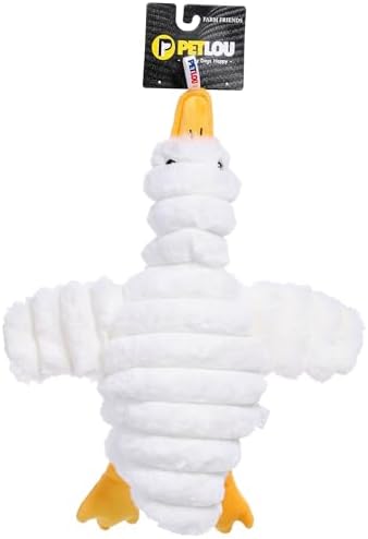 Pet Lou Farm Friends Goose, 16-inches Length, White, Squeak Toy, Plush, Pet Toys and Supplies