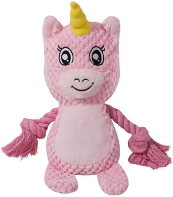 Cute Animals Interactive Dog Squeak Toys, Rope Plush Pet Chew Toys - Pink