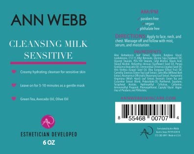 Facial Milk Cleanser - Gentle Daily Face Wash for All Skin Types. Thick, Hydrating, Moisturizing Cleanser w/Lactic Acid AHA Nourish & Rejuvenate 6oz