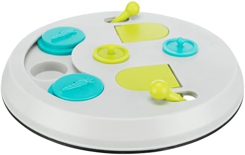 Trixie Rabbit Flip Board – Interactive Bunny Toy for Indoor Rabbits with 3 Opening Techniques – Treat Dispenser for Rabbits, Ferrets, Chinchillas & More – Multicolor, 9.5 x 9.5 x 2.75 in