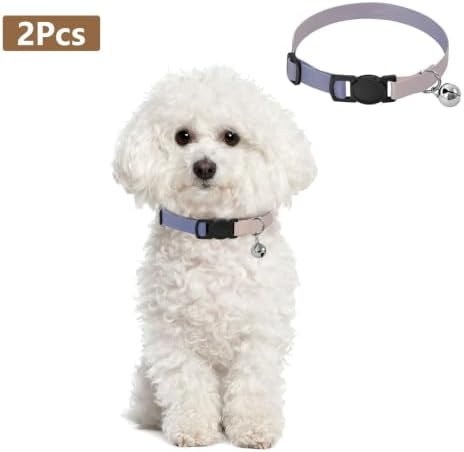2 Pack Cat Collar Pink Blue Gradient Decorative Pet Collar with Bell, Adjustable 10.6 to 17.1 Inches