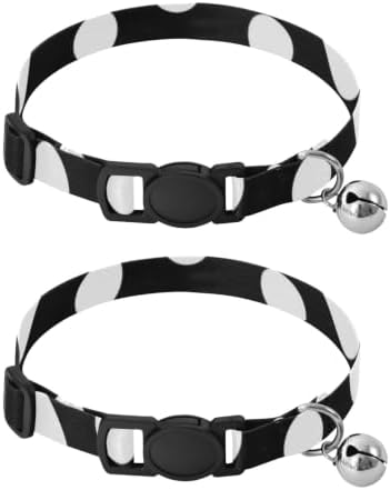 Black Polka Dots Collar for Cats, 2 Pack Breakaway Cat Collars with Bell