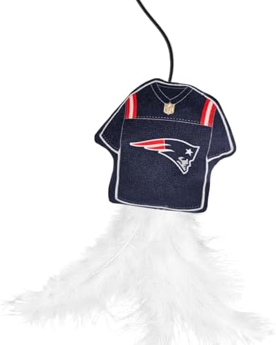 Pets First NFL New England Patriots Team Jersey Wand with CAT NIP, Cat Toy Jersey Shaped Plush Teaser Toy for Cats & Kittens - Interactive Pet Toy for Play & Exercise