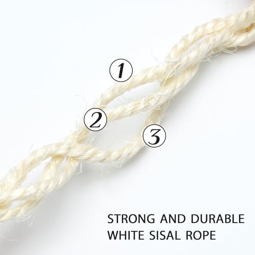 Cat Sisal Rope 164-Feet 4mm for Scratcher Repair and Replace Scratching Post, DIY Hemp Twine Rope for Cat Tree Tower Carpet Mat Kicker House, Pet Toy, and Crafts Gardening Home Decorating