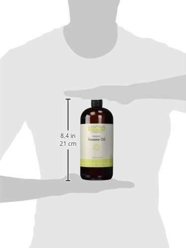 Banyan Botanicals Organic Unrefined Sesame Oil – Rich & Warming Ayurvedic Massage Oil for Body & Scalp – Traditional Abhyanga Oil for Deep Tissue Grounding & Recovery – 34 oz – USDA Organic