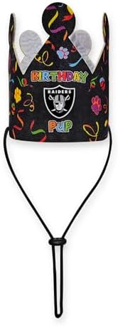 NFL Las Vegas Raiders Pet Birthday Crown, NFL Dog Birthday Party Set and Costume, Licensed Dog & Cat Birthday Party Hat, Football Team Costume Accessory, Pet Celebration Outfit