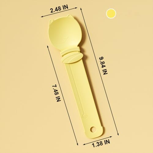 3 Pack Cat Treat Dispenser Spoons for Wet Food – Lickable Squeeze Spoon for Churu & Cat Treats – Multi-Function Feeding Spoon for Cats – 9.8 Inch,Beige, Yellow, Green