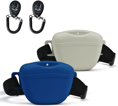AUDWUD Magnetic Silicone Dog Treat Pouch with Adjustable Belt