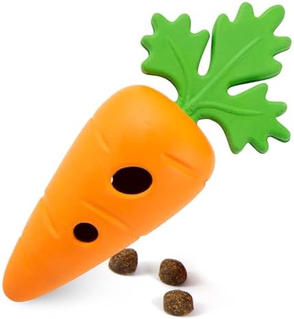 Jeffers Pet Natural Rubber Dog Chew Toy – Baby Carrot, Small – Treat Dispensing, Vanilla Scent, Durable, Non-Toxic, Dishwasher Safe, Interactive Fetch & Tug Toy - Perfect for Training