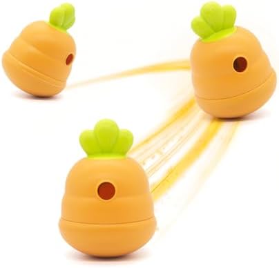 Interactive Treat Dispensing Dog Toy,Natural Rubber Chew Toy for Dog,Carrot Shaped Roly-Poly Toy Design,Fillable Food Puzzle Ball for Small and Medium-Sized Dogs