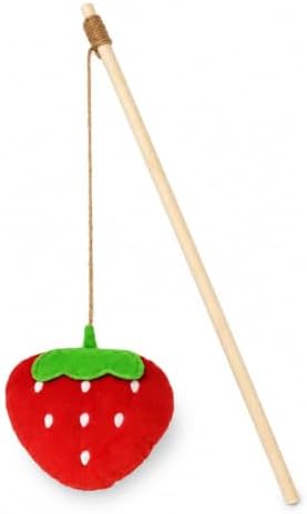 LUOZZY Interactive Strawberry Cat Wand Toy Catnip Plush Teaser Stick