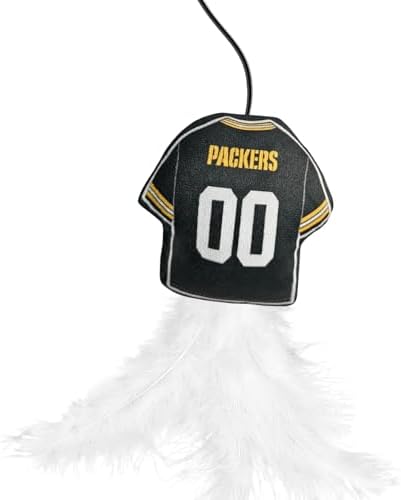 Pets First NFL Green Bay Packers Team Jersey Wand with CAT NIP, Cat Toy Jersey Shaped Plush Teaser Toy for Cats & Kittens - Interactive Pet Toy for Play & Exercise
