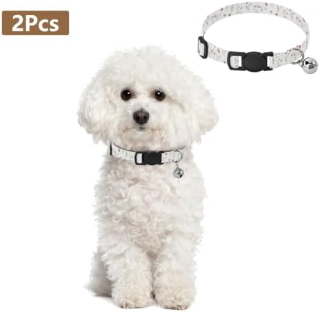 Meadow Flowers White Cats Collar 2 Pack Dog Collars for Small Dogs Adjustable 10.6 to 17.1 Inches