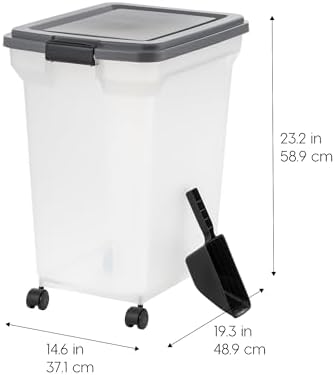 IRIS USA Dog Food Storage Container, Up to 58 lbs, Dark Gray, Made in USA
