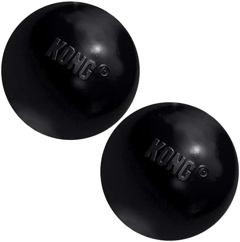 KONG Extreme Ball with Hole, Fetch Toy, Black, Large/Medium (Pack of 2)