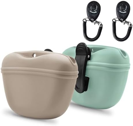 AUDWUD Silicone Dog Treat Pouch with Clicker Magnetic Closure Secure Clip