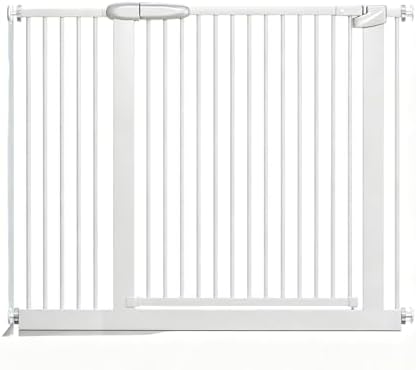Smart Auto-Close Pet Gate for Dogs & Cats, Escape-Proof 3-Lock Heavy-Duty Stair Gate, 180° Swing Adjustable Dog Gate for Doorways & Stairs(Size:147-157cm/58-62in,Color:White)