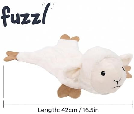 Fuzzl Lola Lamb Crinkle & Squeak Dog Toy – No Mess Minimal Stuffing Plush Puppy Toy – Interactive Soft Dog Squeaky Toy for Small to Medium Dogs – Gentle Sheep Toy for Shaking, Tossing & Cuddling