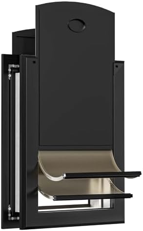 [Classicmacher] Heavy Duty Dog Door with Double Sliding Lock Panel, Aluminum Large Doggie Door for Exterior Door, Magnetic Double Flaps Do g Door for L arge and Medium Dog Up to 100 Lbs (Large,Black)