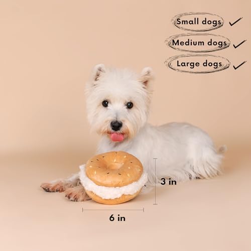 CHEWFFON Dog Squeaky Toy, Interactive Bagel Shape Puzzle Toy