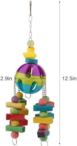 Hypeety Parrot Ball Toy Plastic Colorful Bird Chew Ball with Bells for Cage