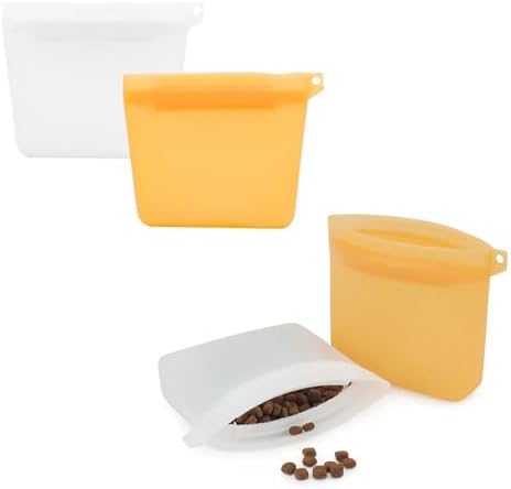 2 Pack Dog Treat Pouch Mini Training Bag with Closure Seal Clip 4oz Silicone Waterproof Pouches Carrier Dispenser for Puppy Small Dogs Pet Snack Leash Attachement