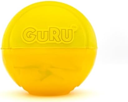 GURU Bonanza Ball Interactive Dog Toy with Tail - Squeaky Treat Dispensing Fetch Toy for Medium Large Dogs - Durable Chew Pro Rubber Ball for Tug and Water Play - Crinkle Fabric - Medium