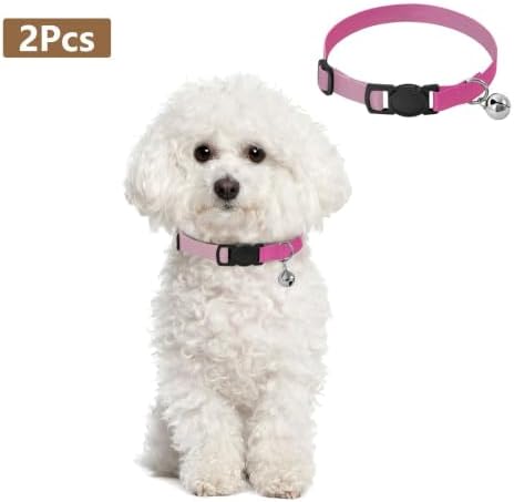 Gradient Pink Blue Kitten Collar 2 Pack Dog Collars for Small Dogs Adjustable Length 10.6" to 17.1"