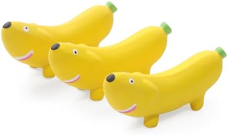 5.3'' Squeak Latex Dog Toys Banana 3 Pcs, Funny Fruit Sets Pet Toys Puppy Small Medium Dog Squeaky Chew Toys