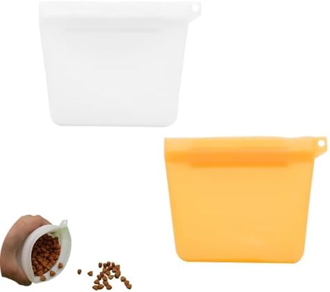 2 Pack Dog Treat Pouch Mini Training Bag with Closure Seal Clip 4oz Silicone Waterproof Pouches Carrier Dispenser for Puppy Small Dogs Pet Snack Leash Attachement