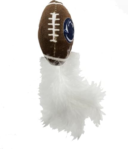 Best Plush CAT Toy - NCAA Penn State Nittany Lions Complete Set of 3 piece Cat Toys Filled with Fresh Catnip. Includes: 1 Helmet Cat Toy, 1 Football Cat Toy with Feathers, & 1 Beer Bottle.