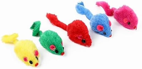 12PCS Cat Mouse Toys, Faux Fur Interactive Catnip Mice