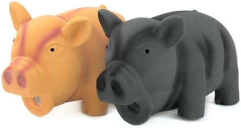 CHIWAVA 2PCS 6.5" Latex Cube Pig Dog Toy for Medium Large Dogs Grunt Sound