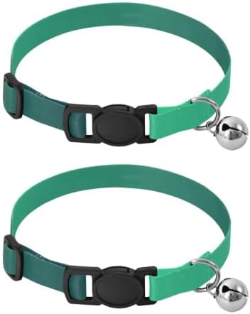 Green Gradient Adjustable Pet Collar, 2 Pack Puppy Collar with Bell